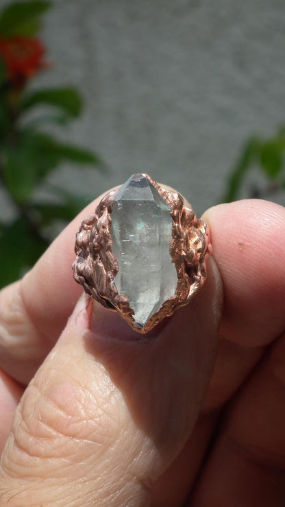 Electroformed Copper double terminated quartz ring