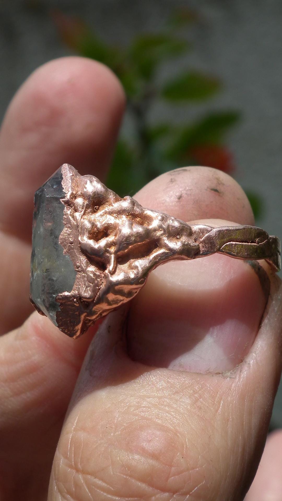 Electroformed Copper double terminated quartz ring