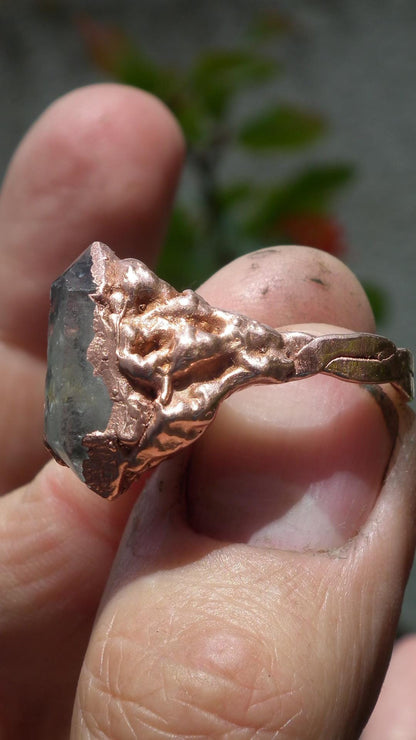 Electroformed Copper double terminated quartz ring