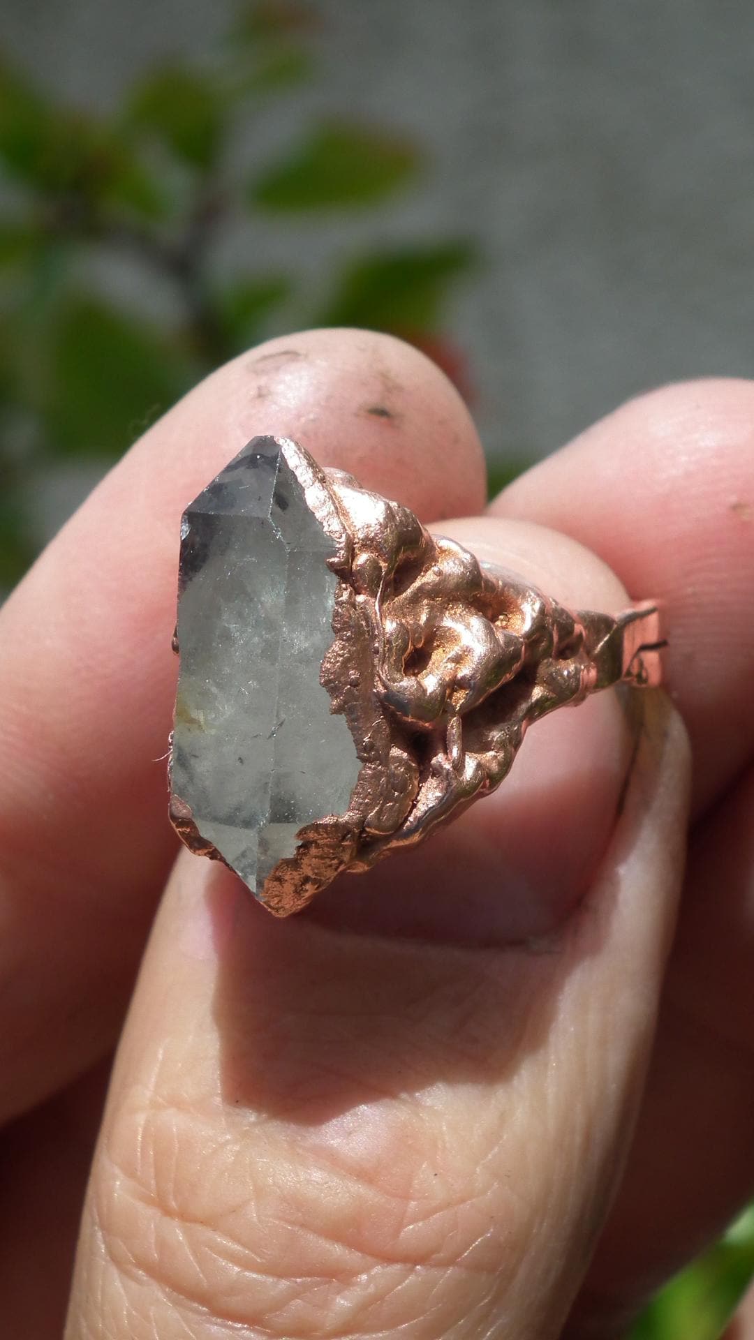 Electroformed Copper double terminated quartz ring
