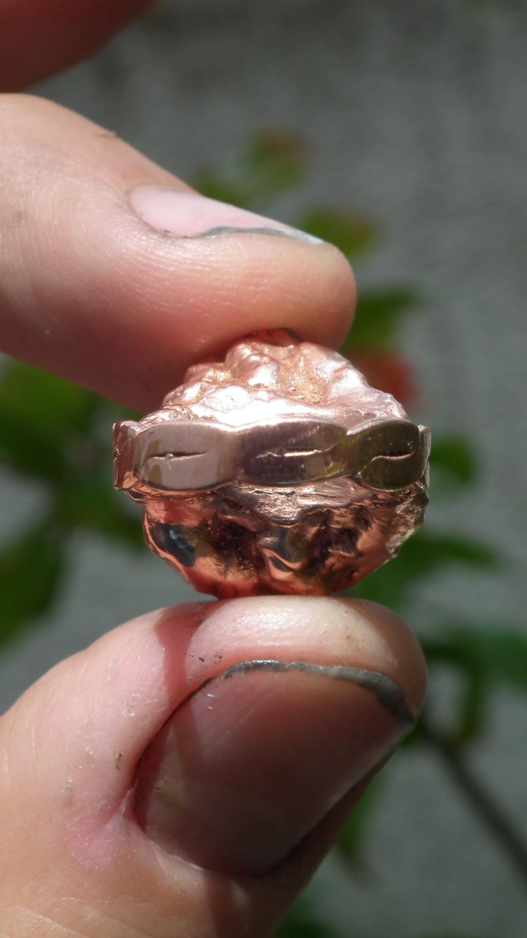 Electroformed Copper double terminated quartz ring