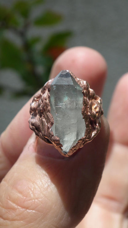 Electroformed Copper double terminated quartz ring