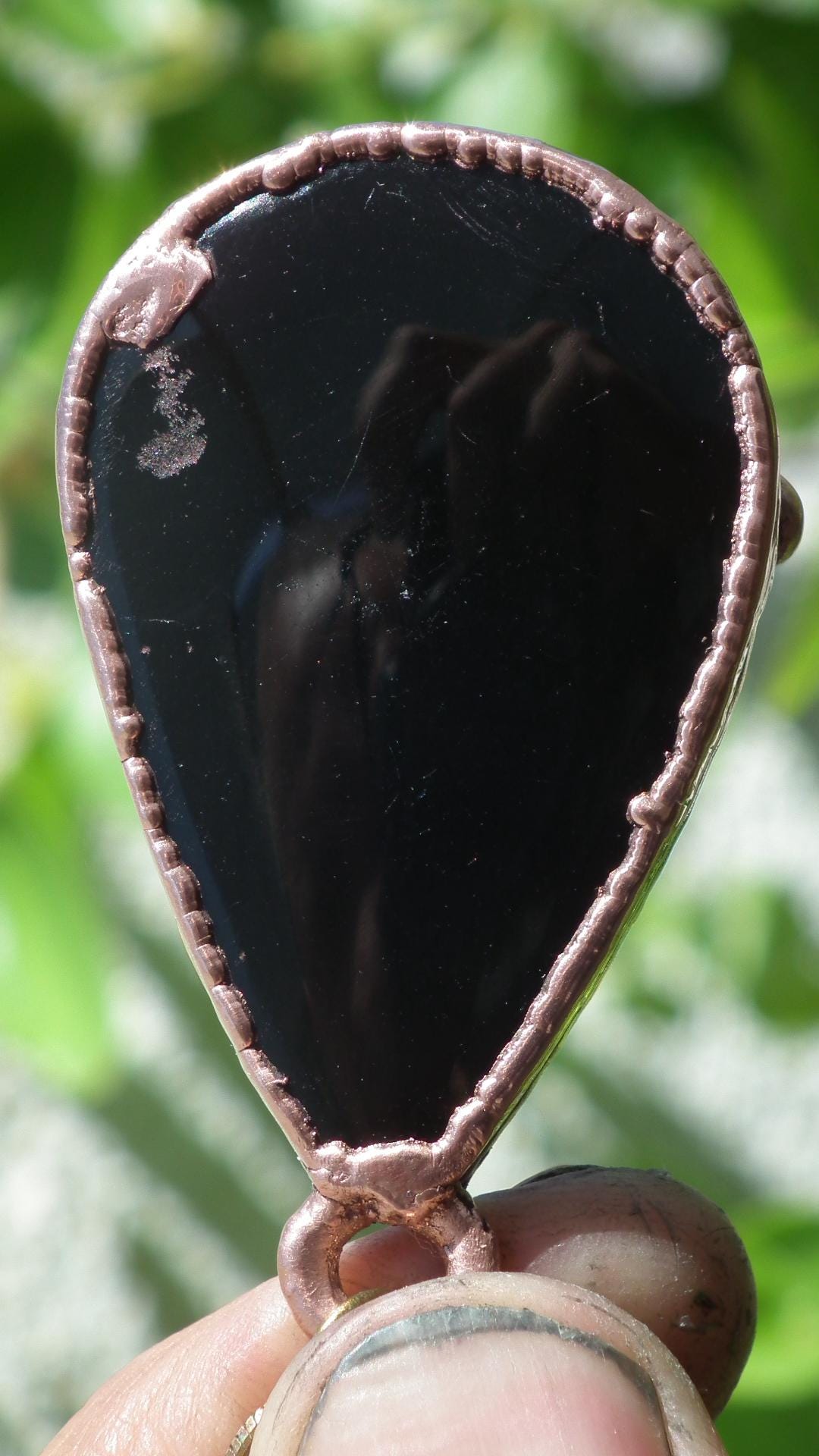 Copper Black obsidian necklace // Electroformed Copper // Free Copper Chain !
