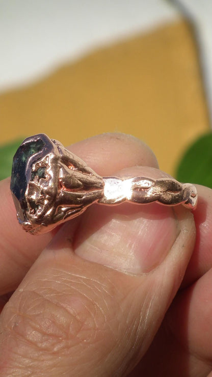 Herkimer diamond ring / Electroformed Copper