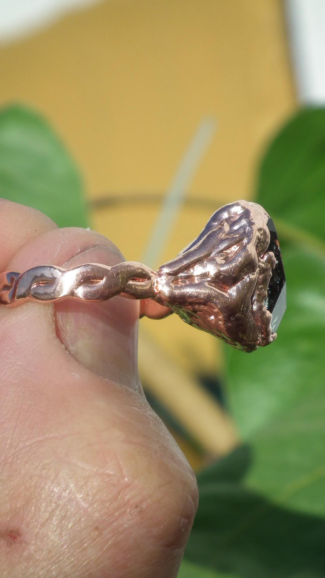 Herkimer diamond ring / Electroformed Copper