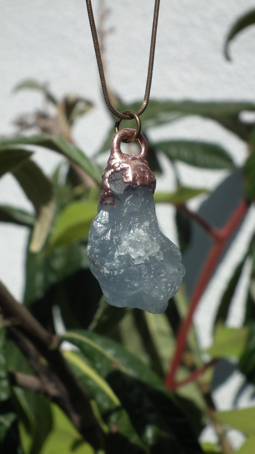 Electroformed copper Celestite necklace