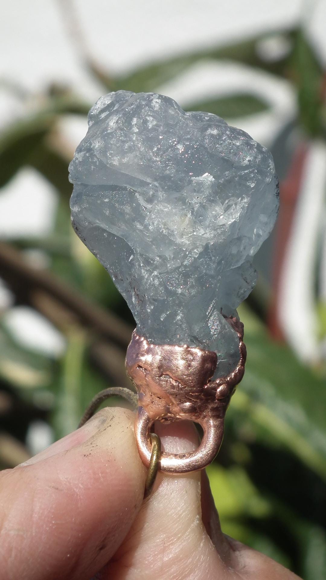 Electroformed copper Celestite necklace