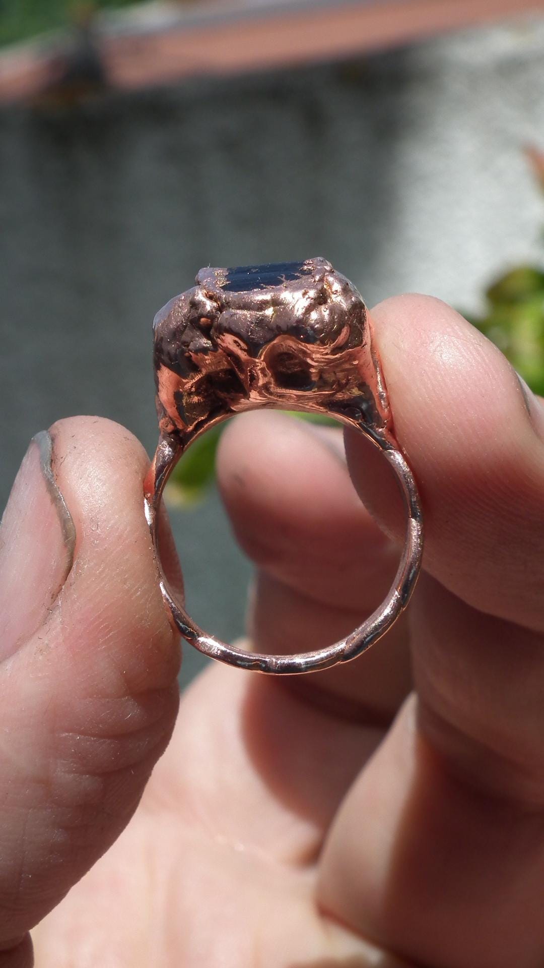 Black tourmaline ring / Copper ring