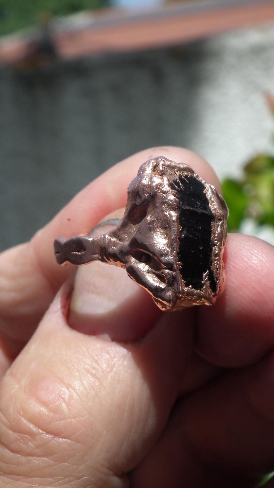 Black tourmaline ring / Copper ring
