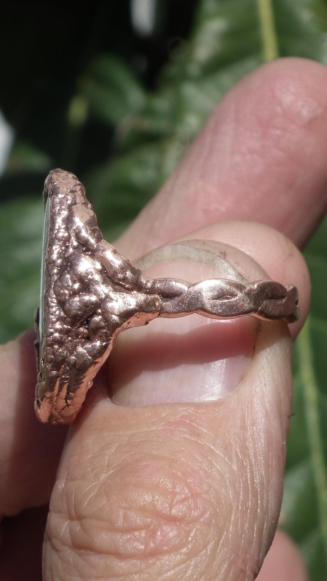 Malachite ring // Electroformed copper