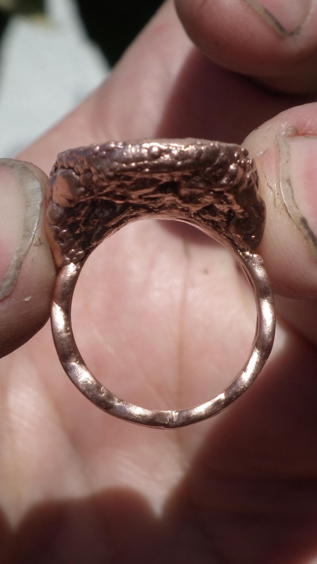 Malachite ring // Electroformed copper