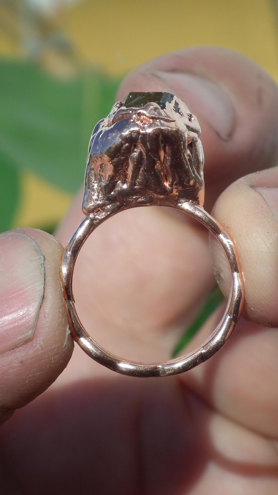 Herkimer diamond ring / Electroformed Copper