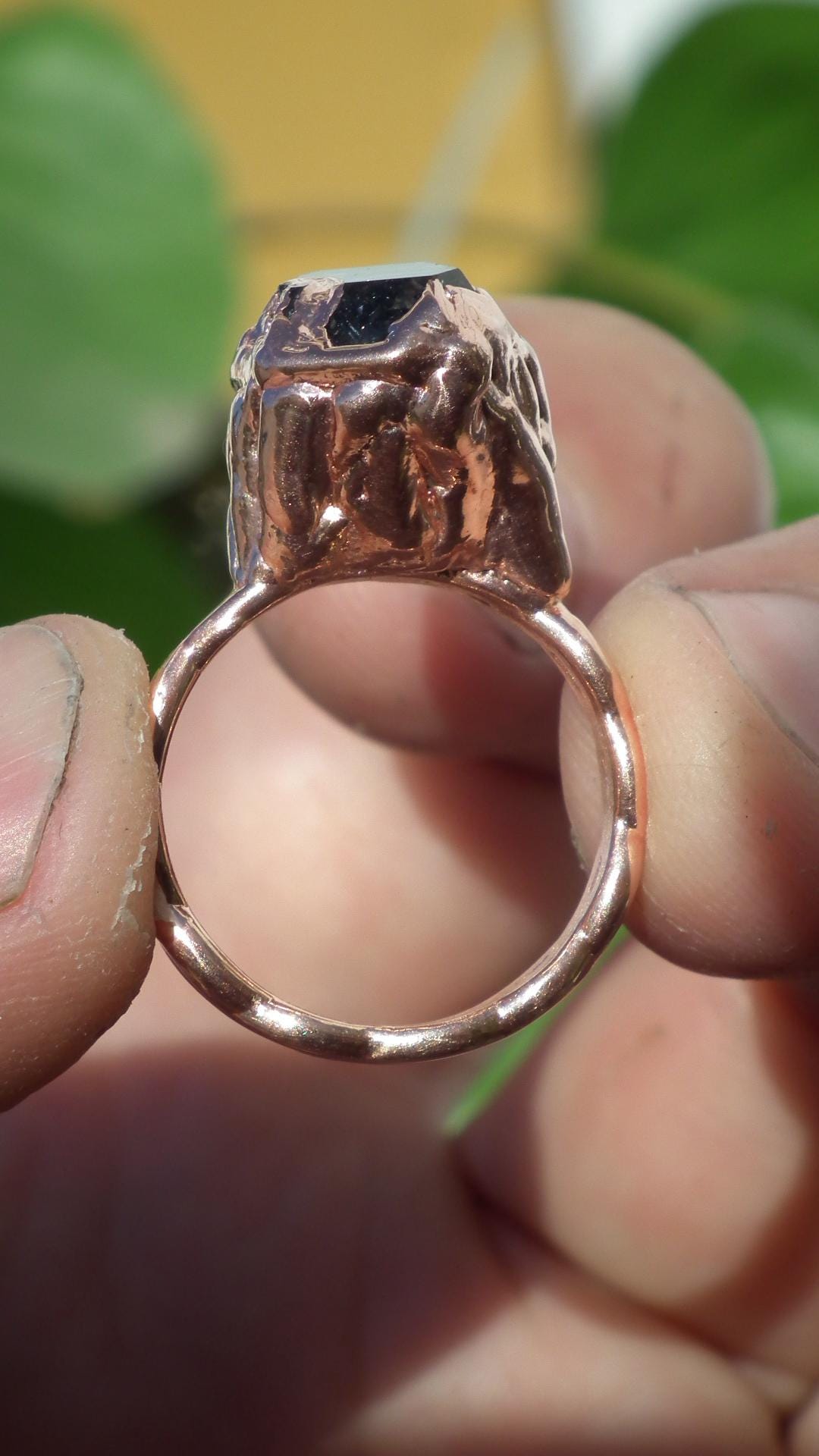 Herkimer diamond ring / Electroformed Copper