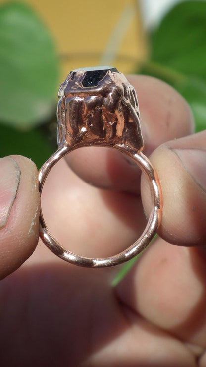 Herkimer diamond ring / Electroformed Copper