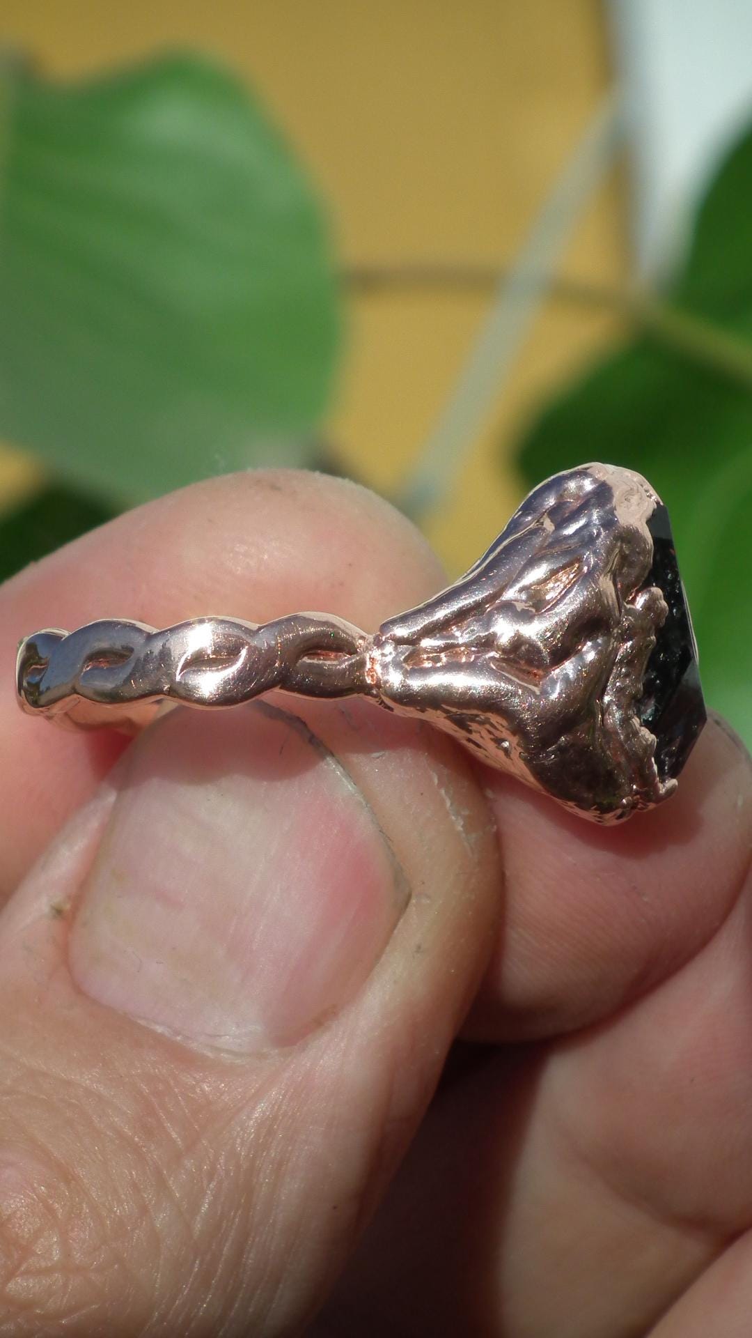 Herkimer diamond ring / Electroformed Copper