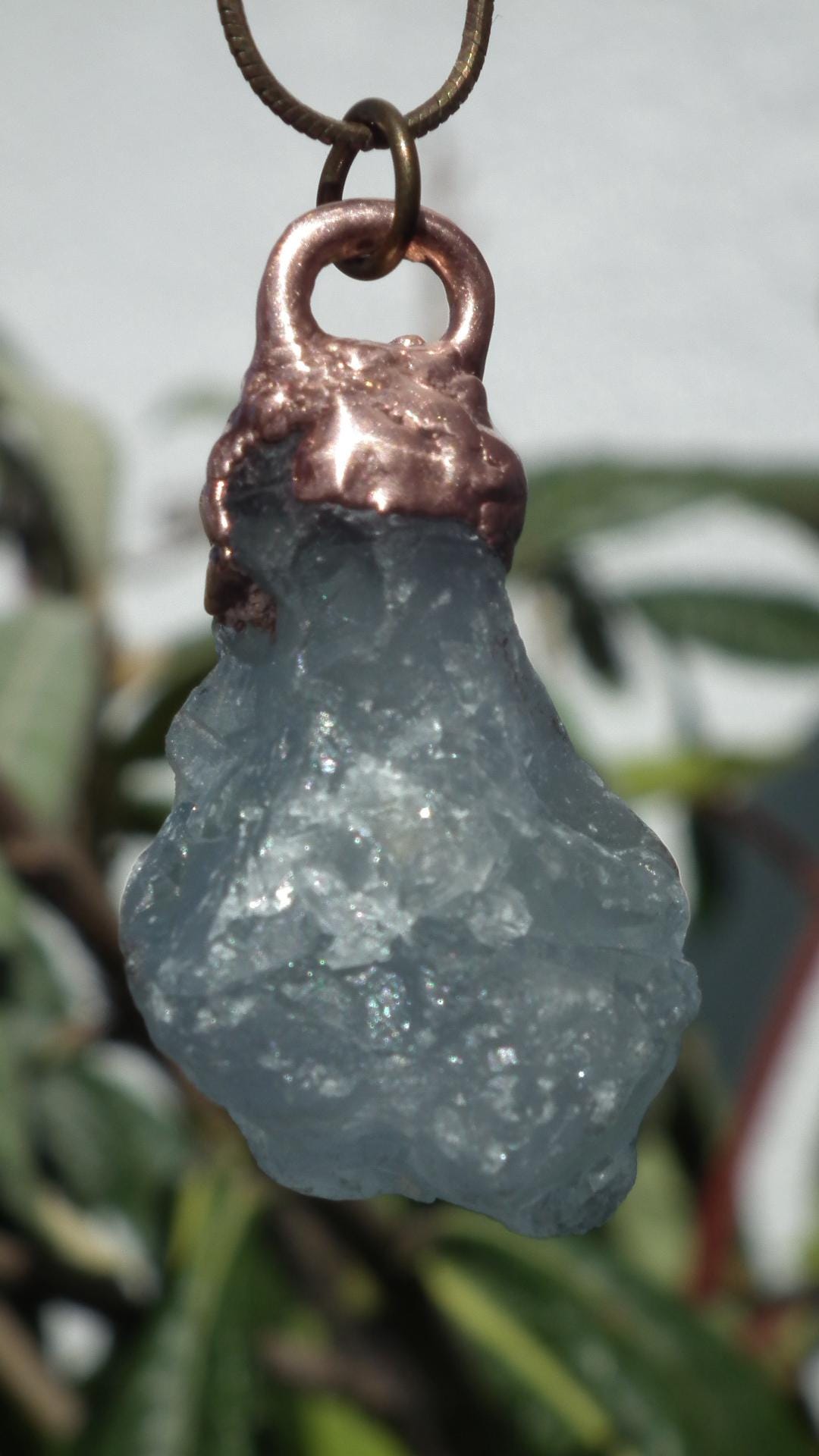 Electroformed copper Celestite necklace