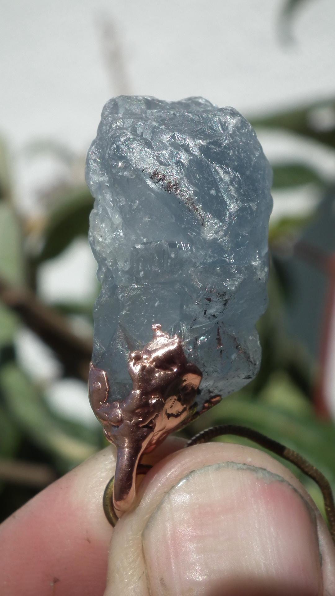 Electroformed copper Celestite necklace