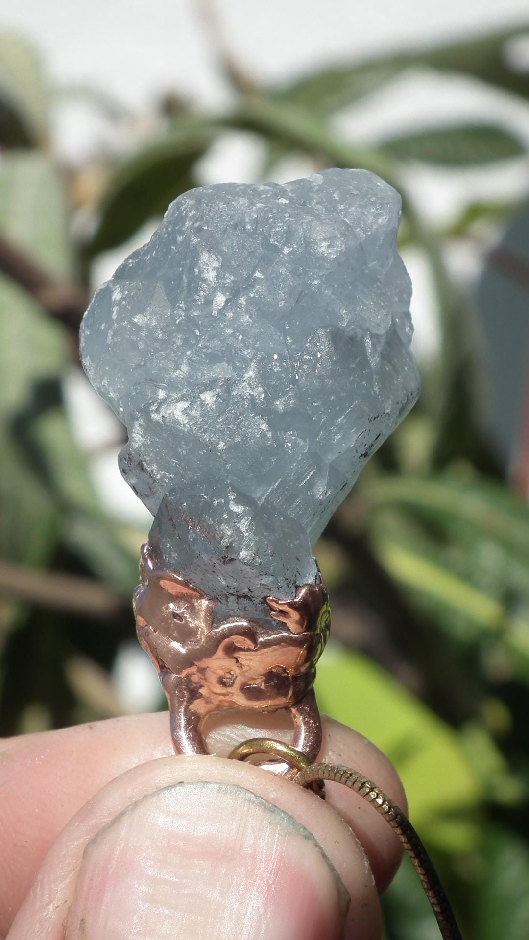 Electroformed copper Celestite necklace