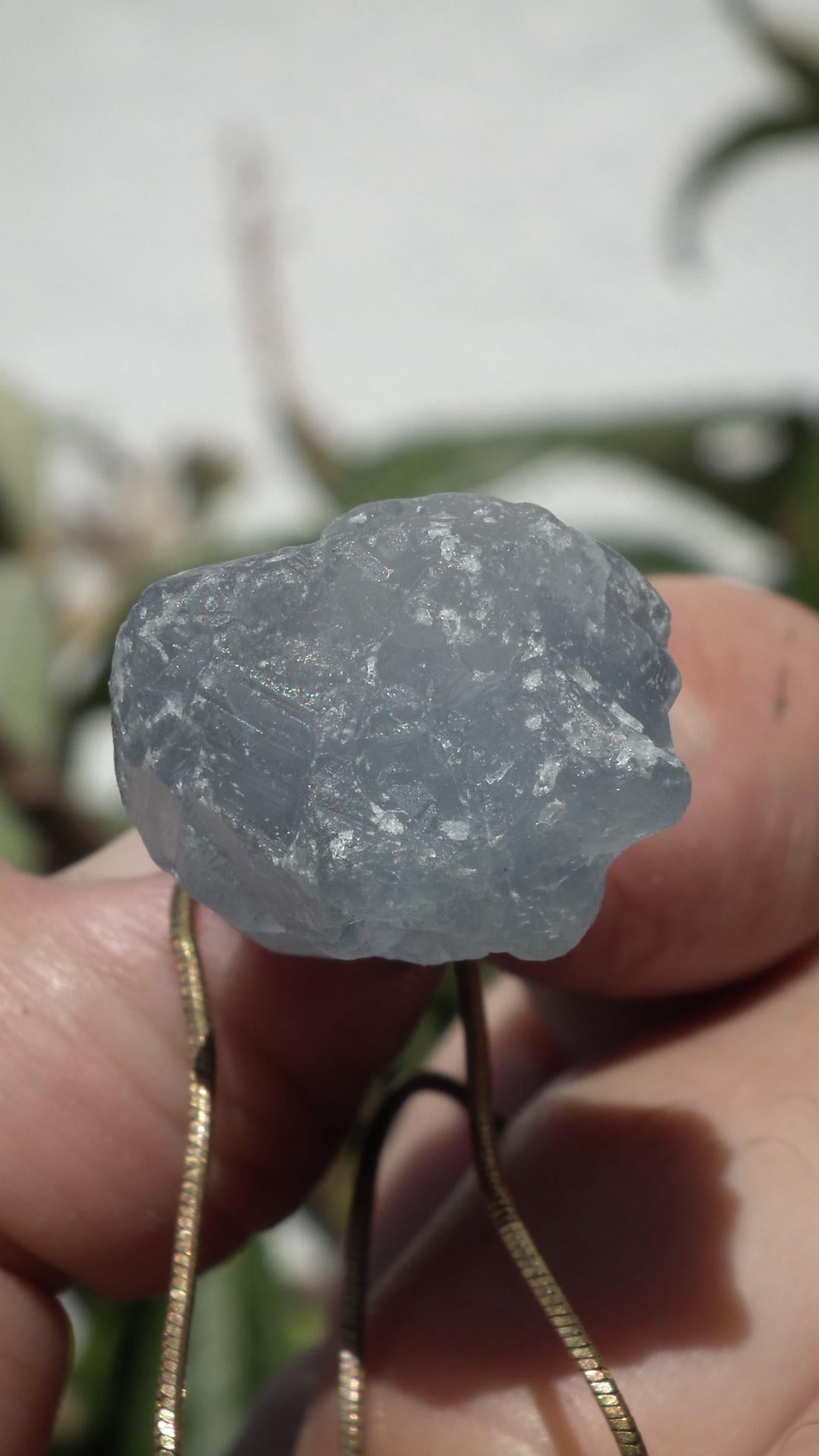 Electroformed copper Celestite necklace