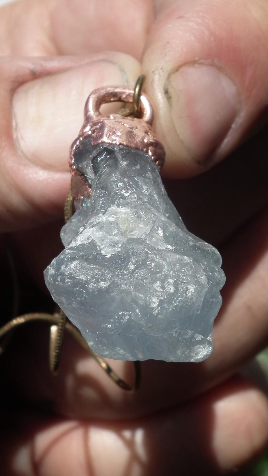 Electroformed copper Celestite necklace