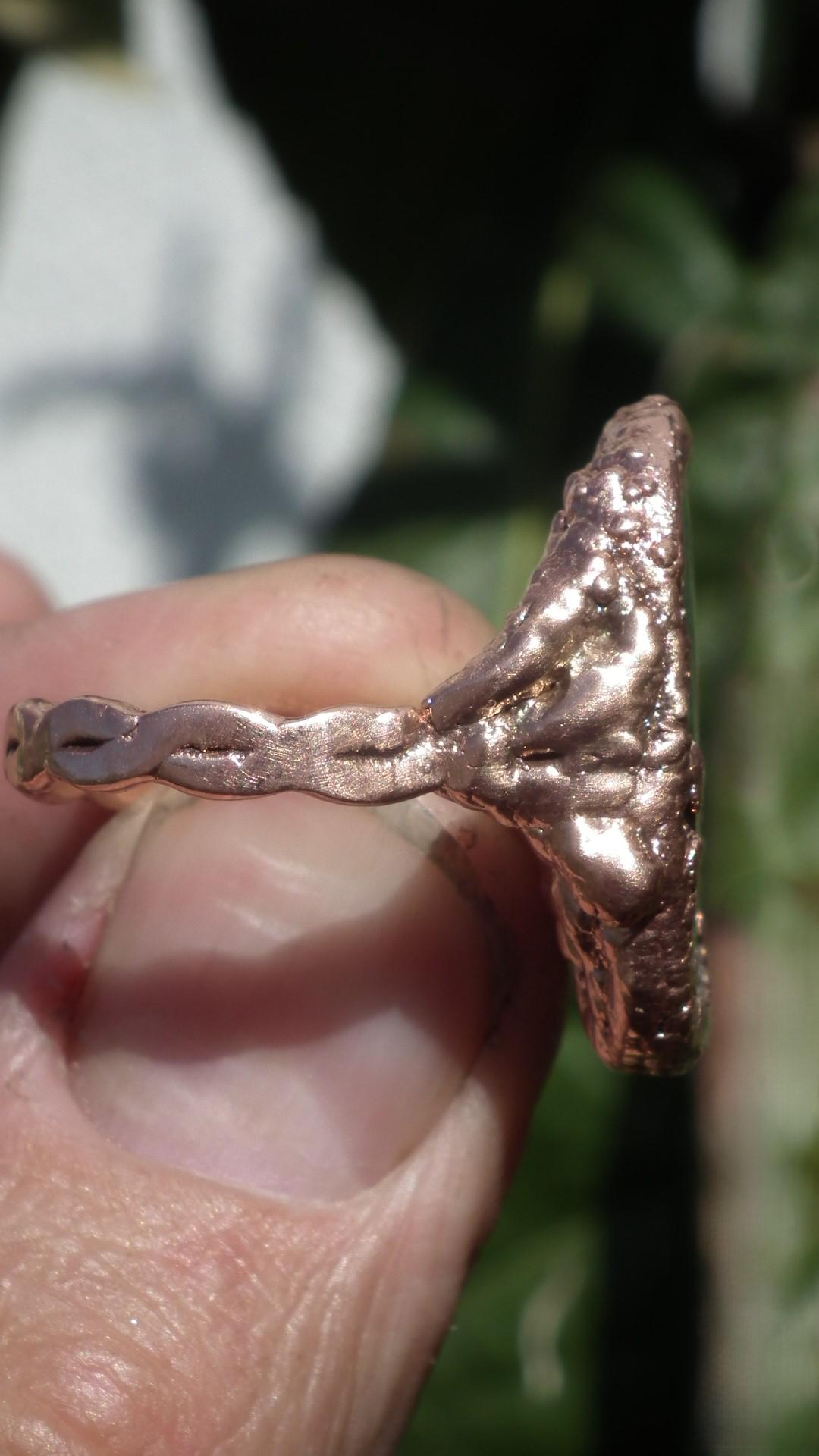 Malachite ring // Electroformed copper