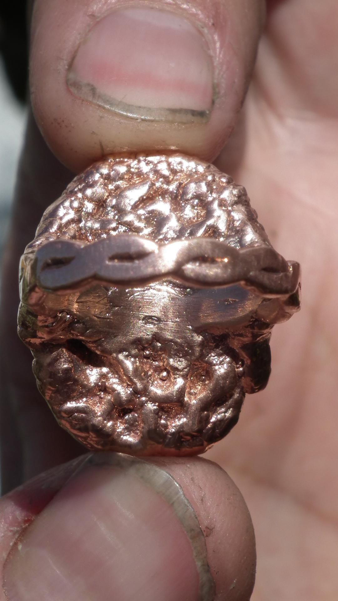 Malachite ring // Electroformed copper