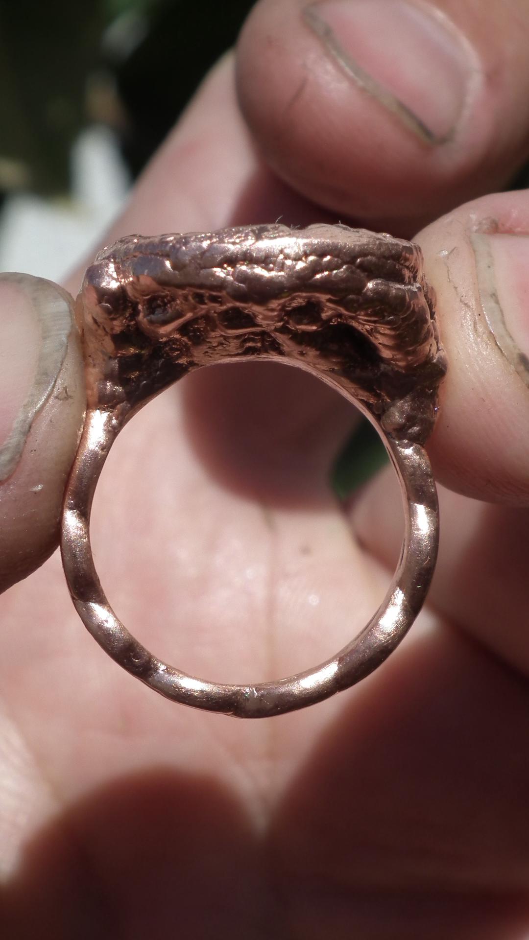 Malachite ring // Electroformed copper