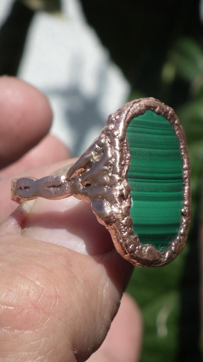 Malachite ring // Electroformed copper
