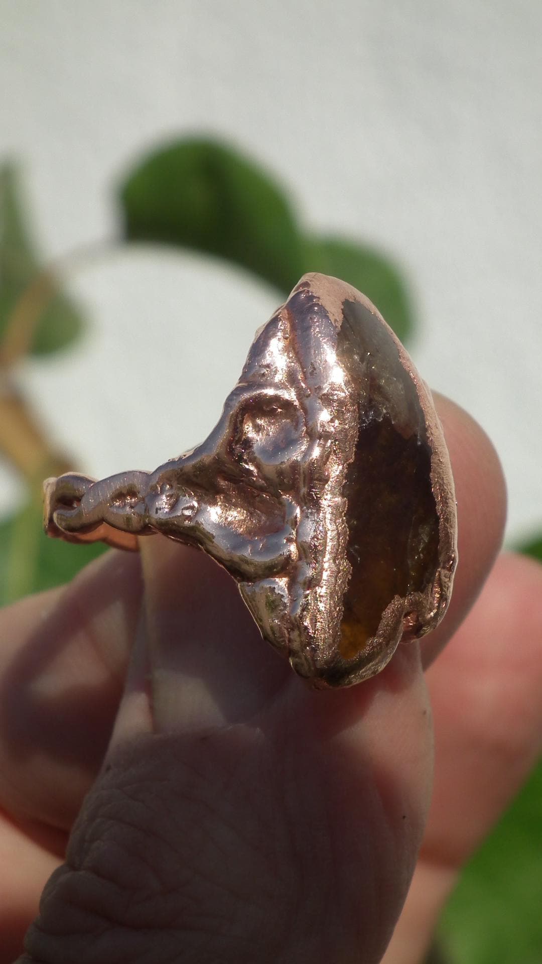 Citrine ring / Electroformed copper ring