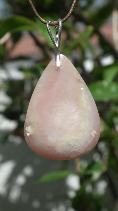 Pink opal necklace with sterling silver bail