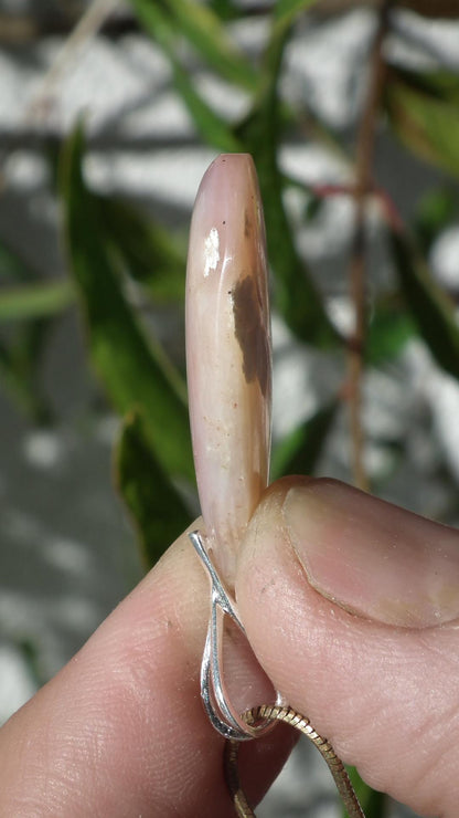Pink opal necklace with sterling silver bail