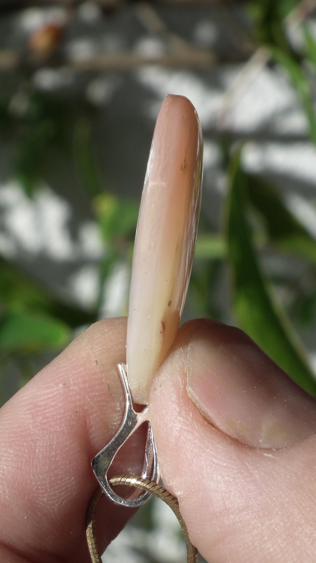 Pink opal necklace with sterling silver bail