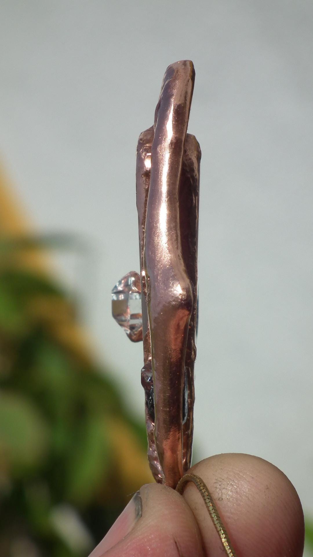 Copper formed Golden Healer Red pendant