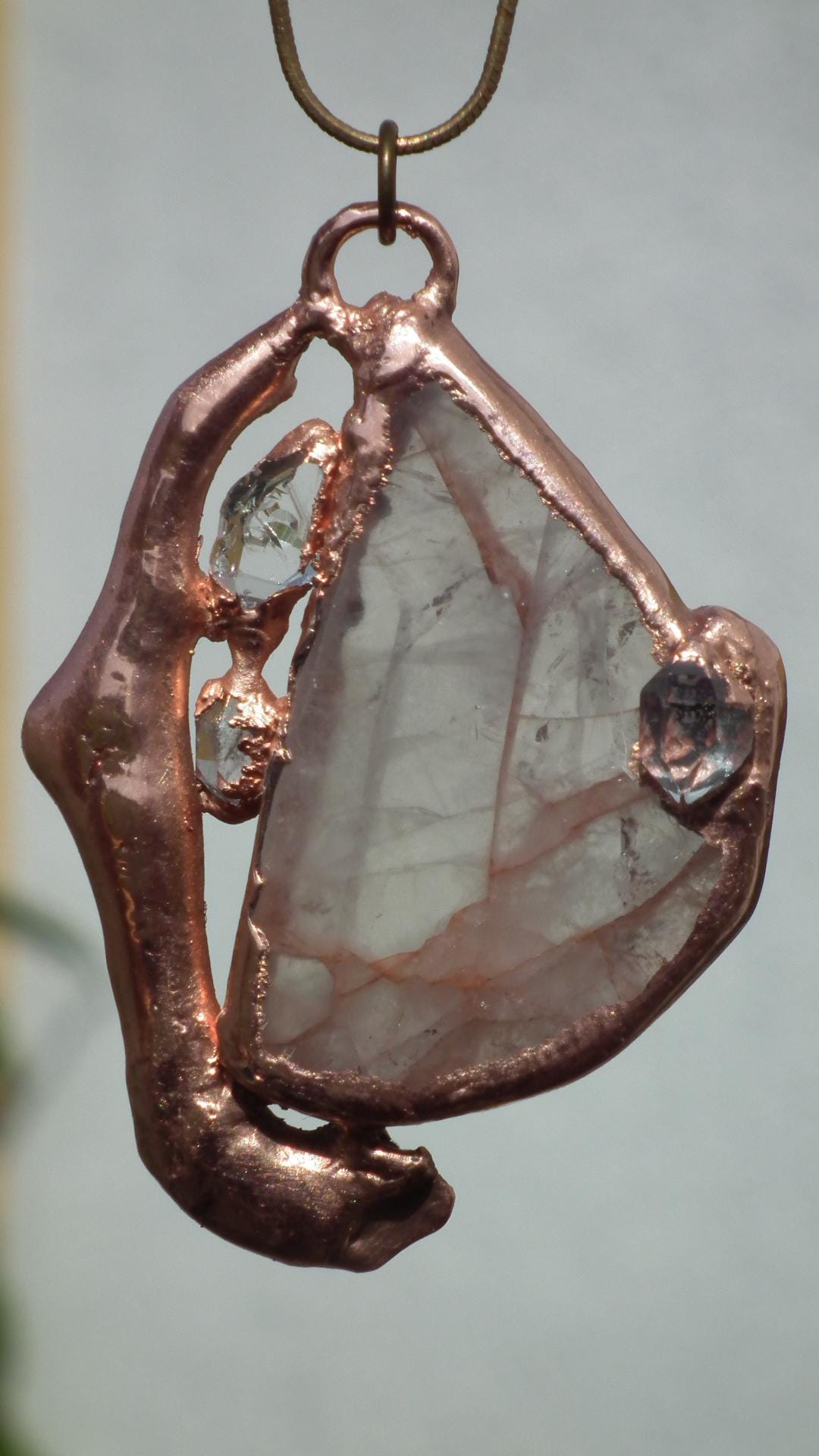 Copper formed Golden Healer Red pendant