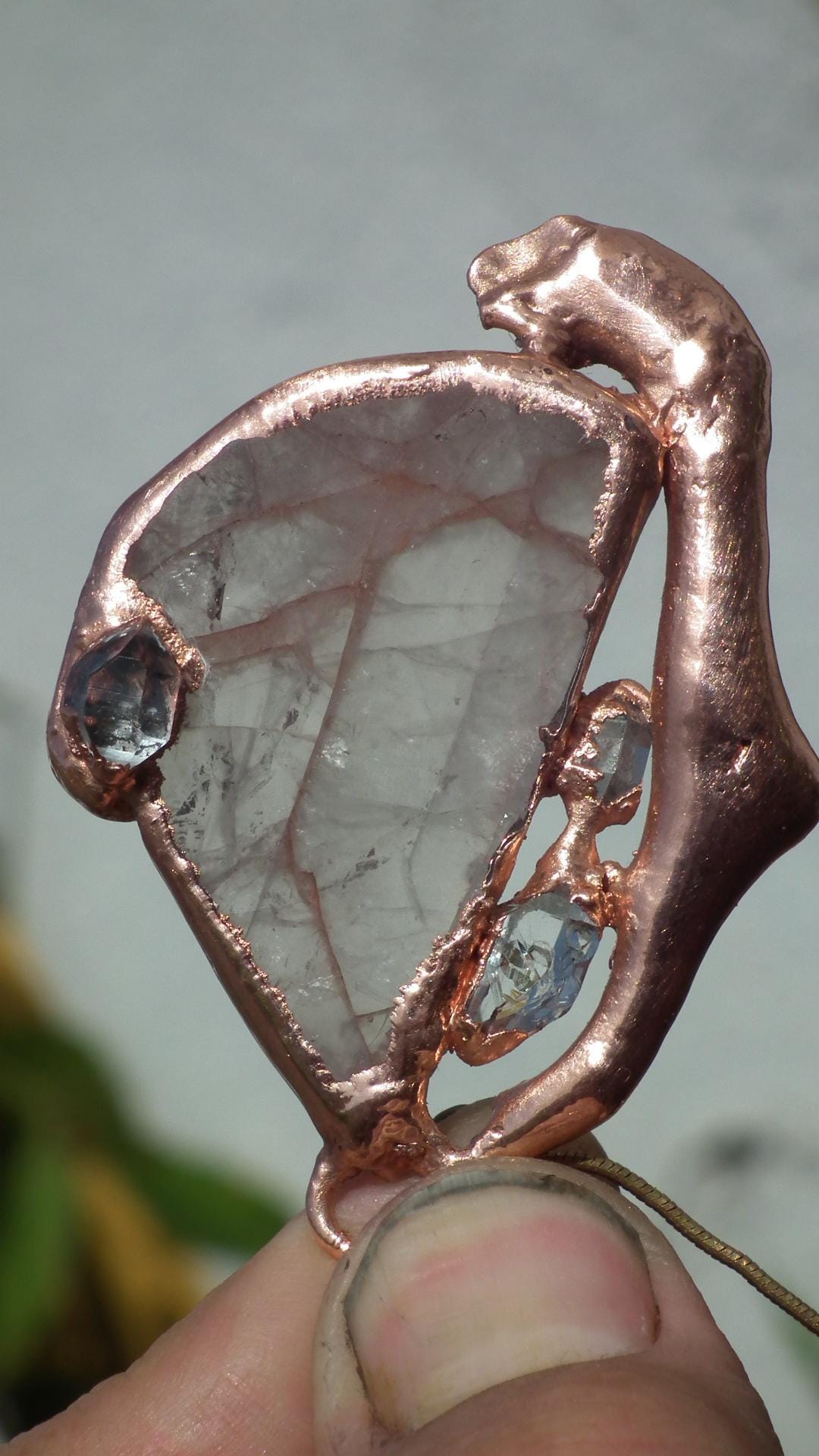 Copper formed Golden Healer Red pendant