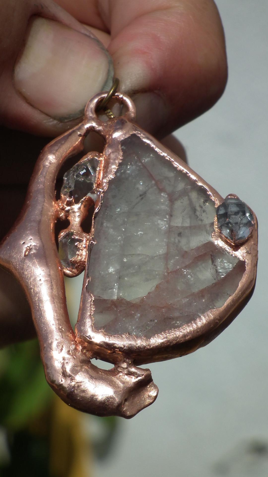 Copper formed Golden Healer Red pendant