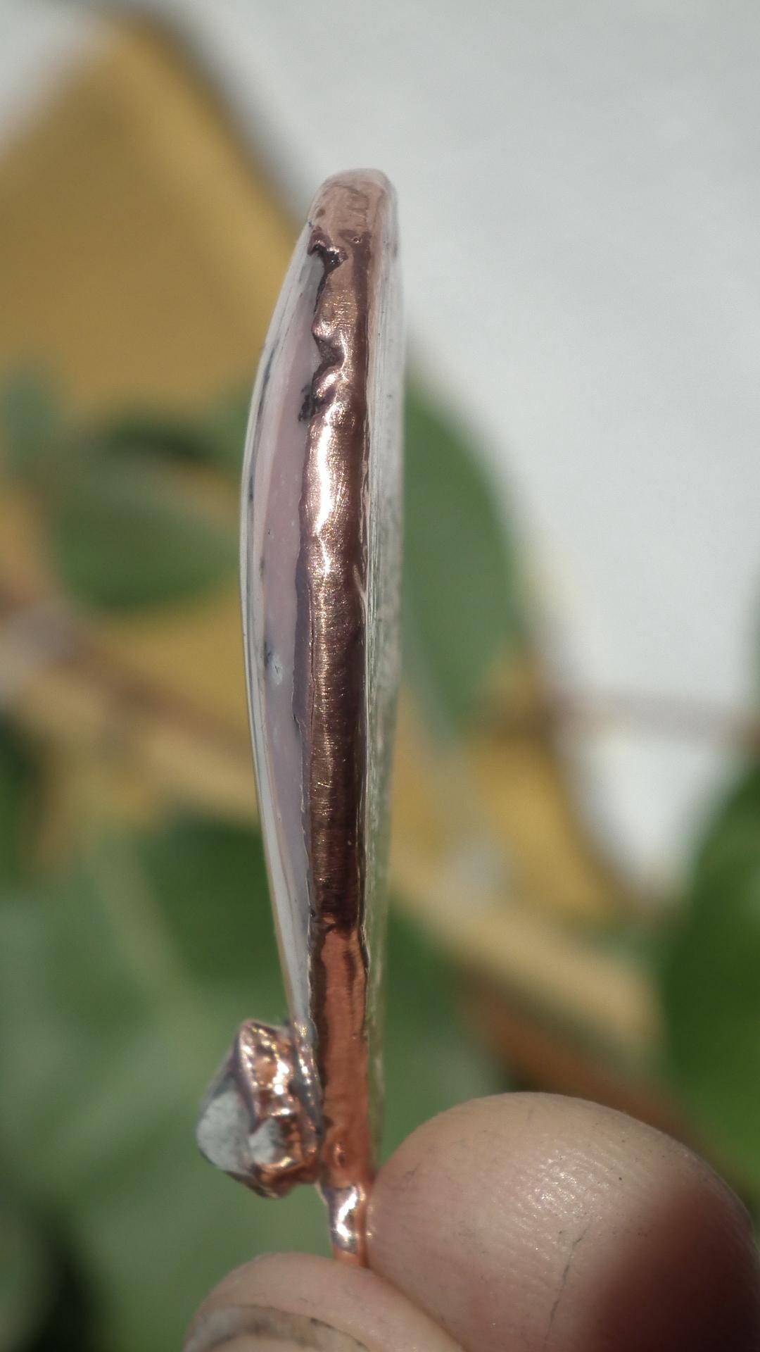 Copper Peruvian opal // Pink opal necklace With Celestite