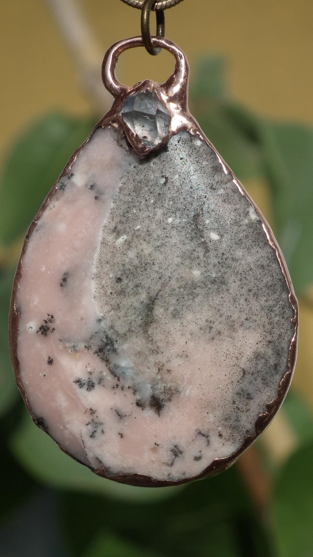 Copper Peruvian opal // Pink opal necklace With Celestite