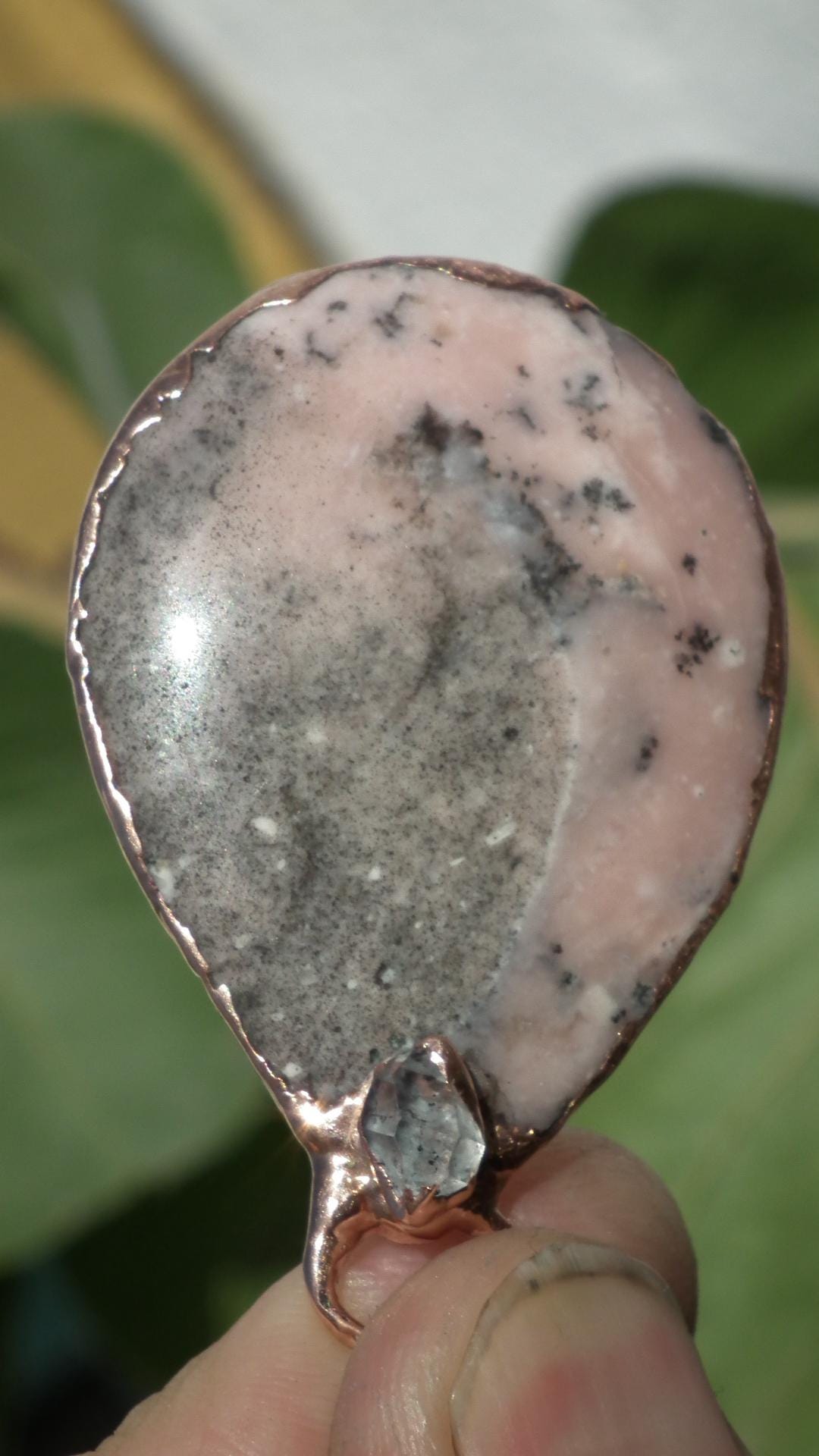 Copper Peruvian opal // Pink opal necklace With Celestite