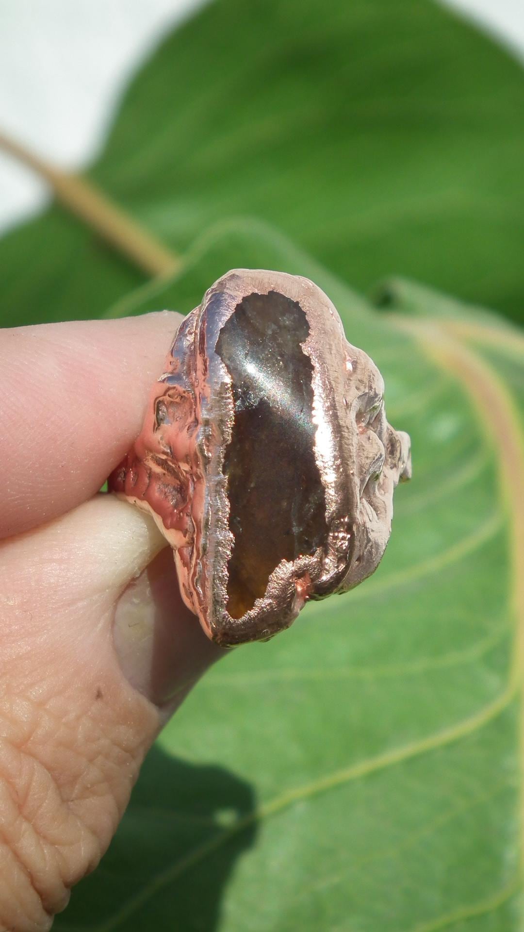 Citrine ring / Electroformed copper ring