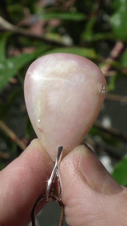 Pink opal necklace with sterling silver bail