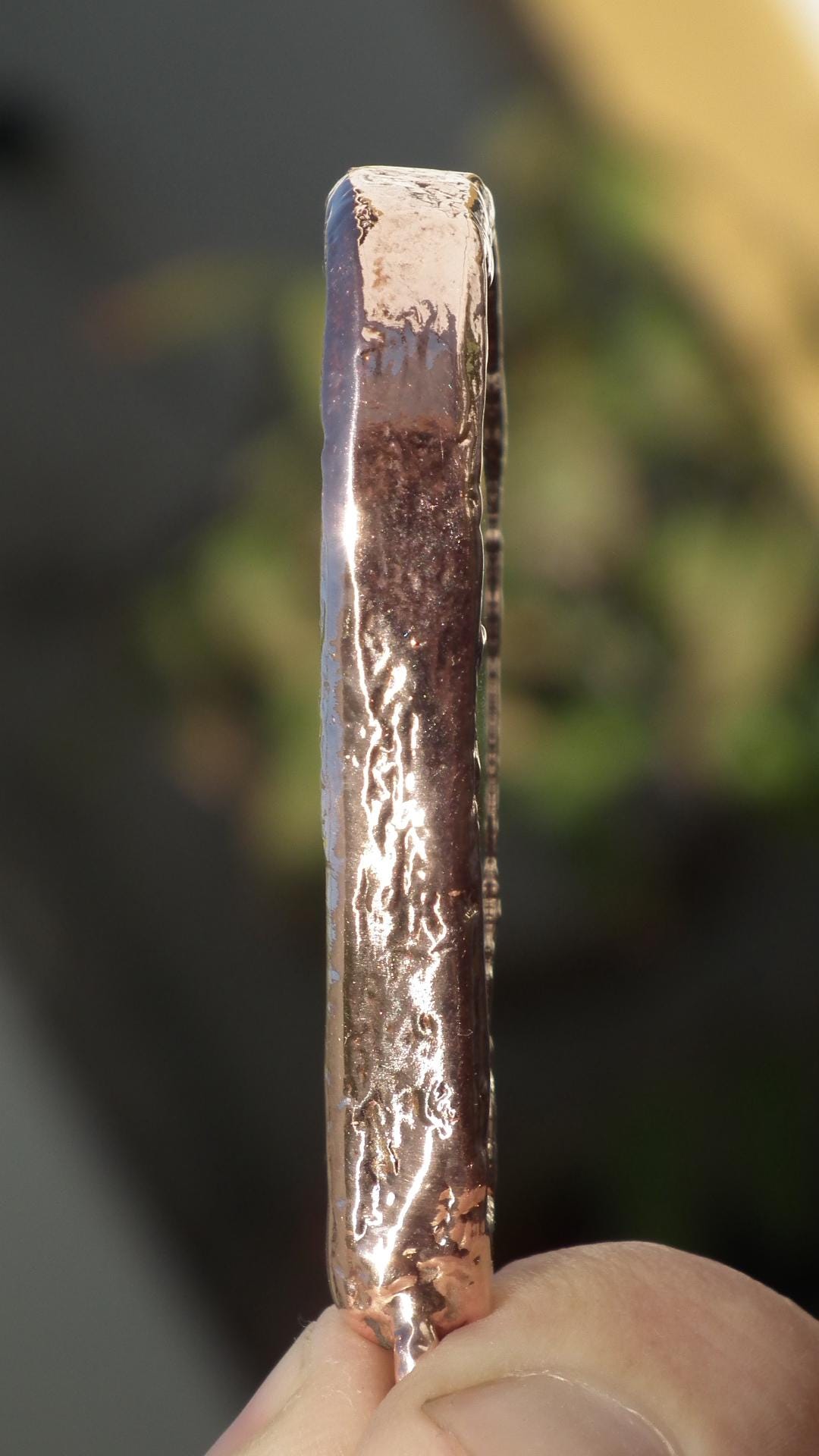 super 7 necklace // Amethyst cacoxenite //electroformed copper // Free Copper snake chain