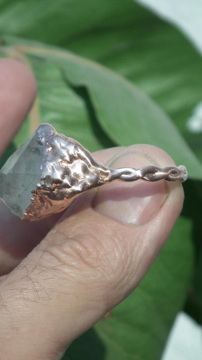 Herkimer diamond ring / herkimer ring / Electroformed Copper
