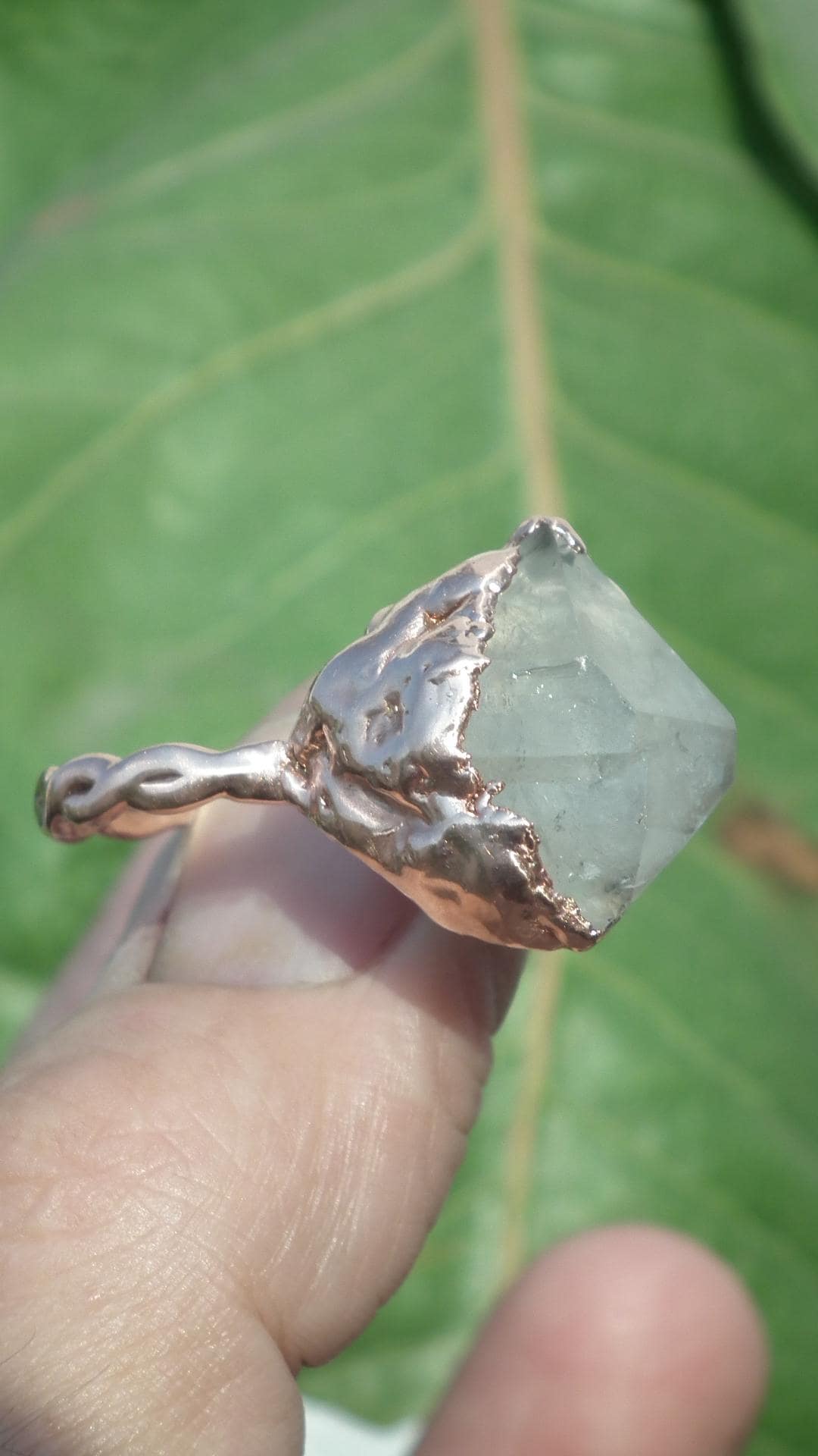 Herkimer diamond ring / herkimer ring / Electroformed Copper