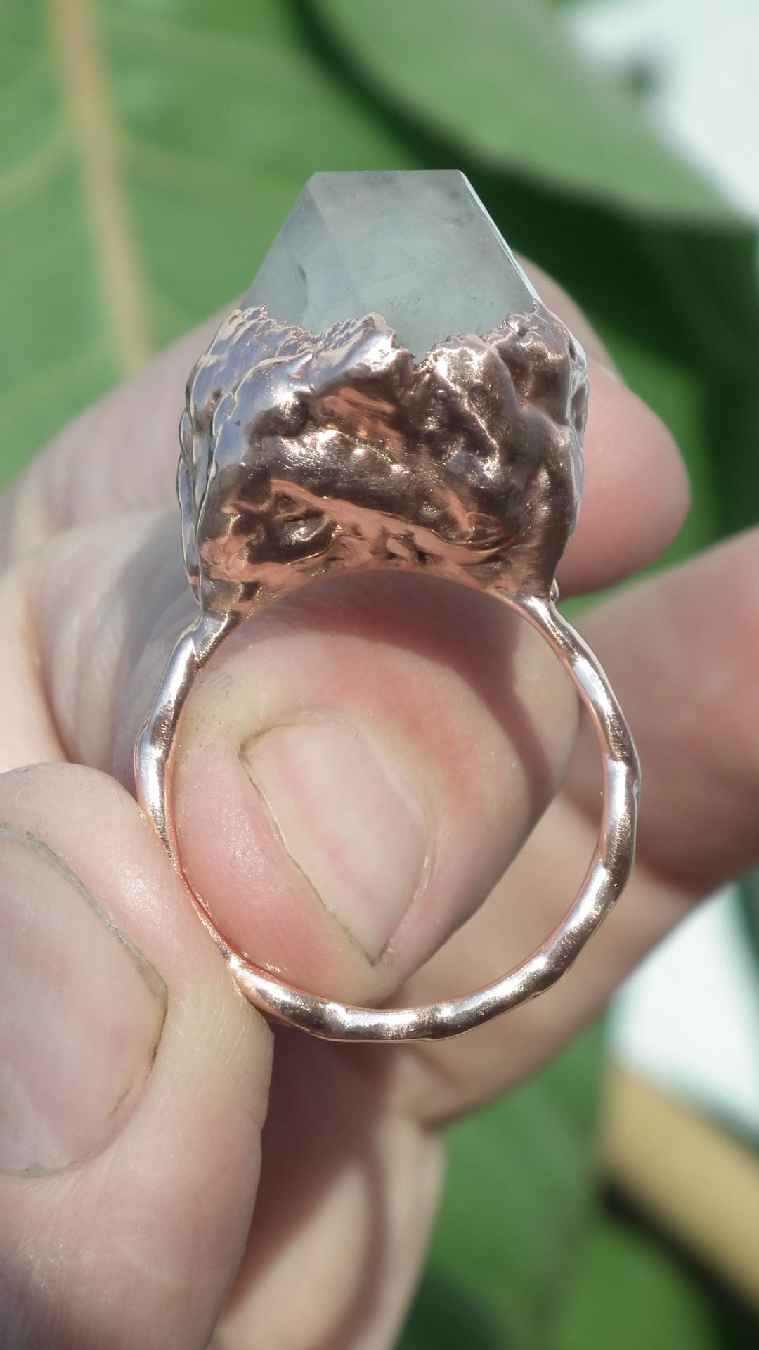 Herkimer diamond ring / herkimer ring / Electroformed Copper