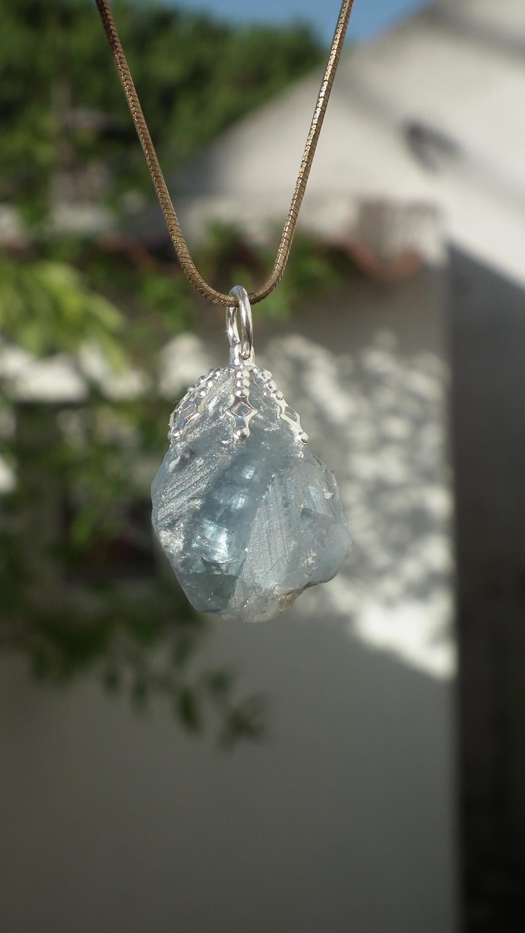 Celestite necklace / Celestite crystal / Blue celestite