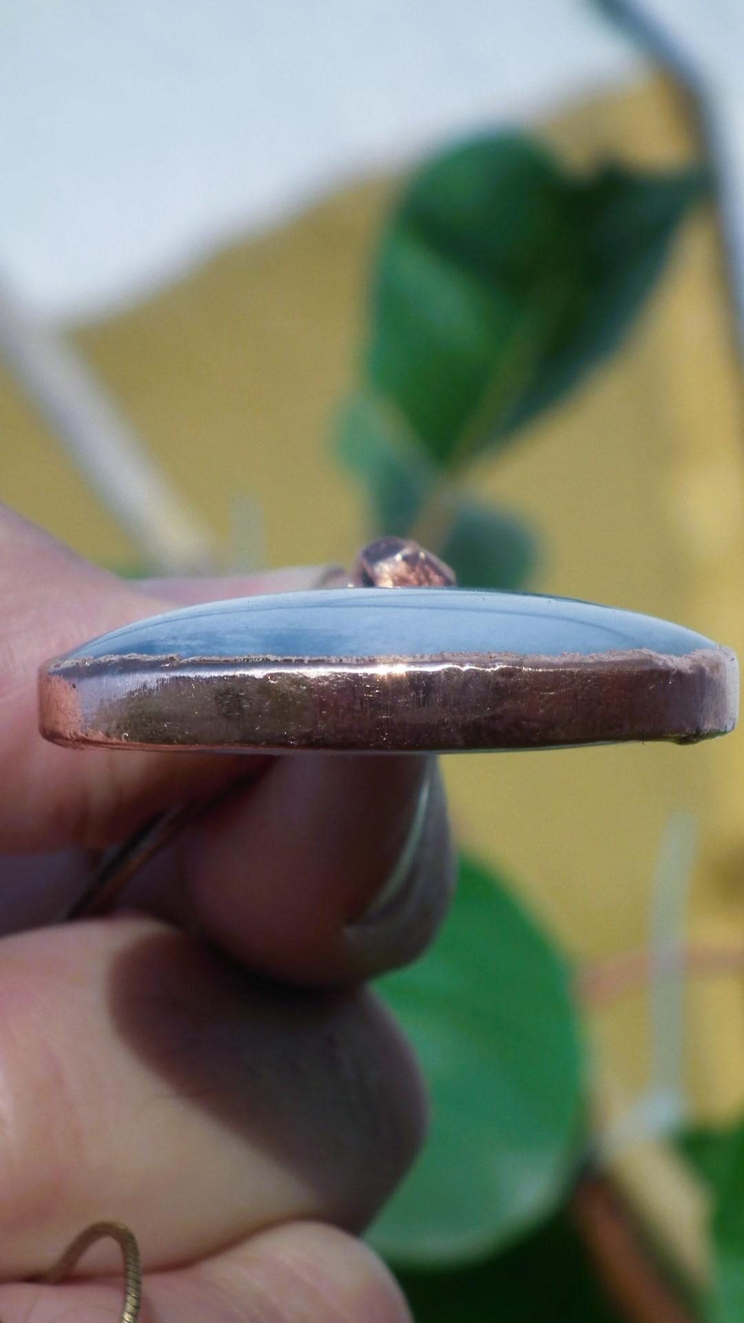 Blue lace agate necklace with Celestite / Electroformed copper // Free copper snake chain