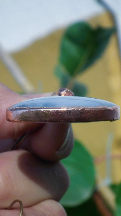 Blue lace agate necklace with Celestite / Electroformed copper // Free copper snake chain