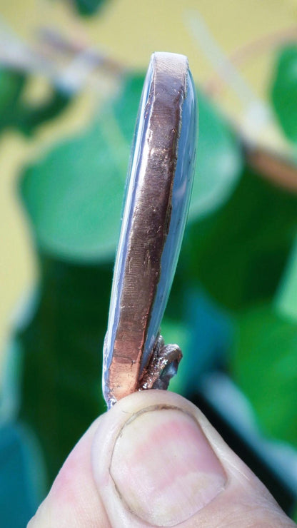Blue lace agate necklace with Celestite / Electroformed copper // Free copper snake chain