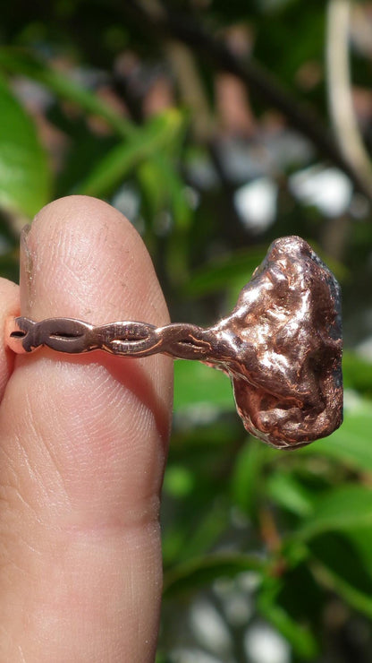 Electroformed Copper celestite ring / rough celestite